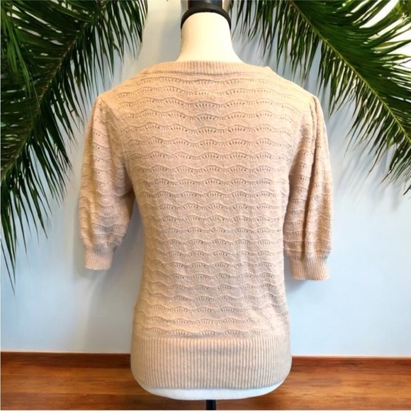 JOIE Beige / Cream / Tan Knit Sweater - Size Medium - 3/4 Sleeves - Picture 3 of 12